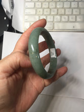 Load image into Gallery viewer, 61mm certified type A 100% Natural oily dark green gray Jadeite jade bangle PJ46-2867