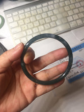 Load image into Gallery viewer, 60.7mm Certified Type A 100% Natural ice watery dark blue/green/purple/gray/black Guatemala slim round cut Jadeite bangle AZ149-2490