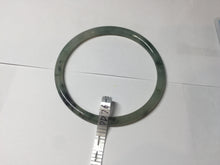 Load image into Gallery viewer, 56mm Certified Type A 100% Natural green/black/gray with dark green floating flowers slim round cut Jadeite bangle PD76-5745