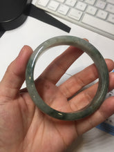 Load image into Gallery viewer, 60.5mm Certified Type A 100% Natural dark green/gray Jadeite Jade bangle S88-7057