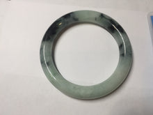 Load image into Gallery viewer, 57.8mm certified 100% natural type A dark green white with green floating flowers jadeite bangle PH147-5857