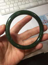 Load image into Gallery viewer, 59.7mm certified 100% Natural dark green/black nephrite (碧玉) bangle HN151-0527