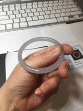 Load image into Gallery viewer, 51mm Certified 100% Natural Icy Pale Smoky Purple (烟紫) Gray Black Round Cut Nephrite Jade Bangle HN140-3371