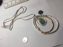 Load image into Gallery viewer, 100% natural Type A light green blue Jadeite water dorp pendant with Layered Gold & Silver Rings Necklace PE29