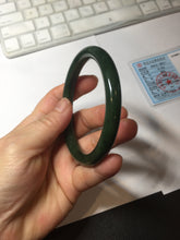 Load image into Gallery viewer, 59.7mm certified 100% Natural dark green/black nephrite (碧玉) bangle HN151-0527