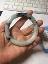 Load image into Gallery viewer, 57.8mm certified 100% natural type A dark green white with green floating flowers jadeite bangle PH147-5857