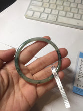 Load image into Gallery viewer, 56mm Certified Type A 100% Natural green/black/gray with dark green floating flowers slim round cut Jadeite bangle PD76-5745