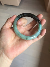 Load image into Gallery viewer, 58.5mm certified Type A 100% Natural sunny green dark green light green (half mountain half watery 半山半水) Jadeite Jade bangle PB194-9765