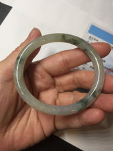 Load image into Gallery viewer, 52mm certified type A 100% Natural green/white with floating flowers slim oval jadeite jade bangle BP26-2670