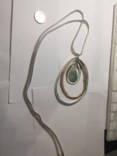 Load image into Gallery viewer, 100% natural Type A light green blue Jadeite water dorp pendant with Layered Gold & Silver Rings Necklace PE29