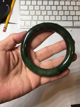 Load image into Gallery viewer, 57.4m certified 100% Natural dark green/black round cut nephrite (碧玉) bangle HN183