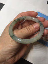 Load image into Gallery viewer, 52mm certified type A 100% Natural green/white with floating flowers slim oval jadeite jade bangle BP26-2670
