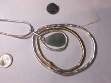Load image into Gallery viewer, 100% natural Type A light green blue Jadeite water dorp pendant with Layered Gold & Silver Rings Necklace PE29