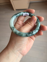 Load image into Gallery viewer, 56mm certified 100% natural Type A silent snow and green forest round cut jadeite jade bangle AA36-4282