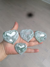 Load image into Gallery viewer, 100% Natural type A light green/white concentric hearts/pinky promise(执子之手,与子偕老) jadeite Jade pendant necklace AZ74
