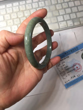 Load image into Gallery viewer, 61.2mm certified type A 100% Natural dark green gray Jadeite jade bangle PJ47-2858