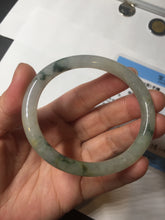 Load image into Gallery viewer, 52mm certified type A 100% Natural green/white with floating flowers slim oval jadeite jade bangle BP26-2670