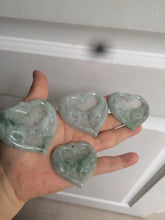 Load image into Gallery viewer, 100% Natural type A light green/white concentric hearts/pinky promise(执子之手,与子偕老) jadeite Jade pendant necklace AZ74