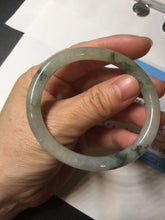 Load image into Gallery viewer, 52mm certified type A 100% Natural green/white with floating flowers slim oval jadeite jade bangle BP26-2670