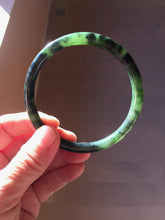 Load image into Gallery viewer, 62mm Certified 100% Natural Fresh Young Green/Dark Green/Black Green Ink Painting (绿水墨) Round Cut Nephrite (Wulanhai 乌兰海碧玉) Bangle HF133-7301