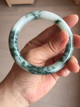 Load image into Gallery viewer, 55.5mm certified 100% natural Type A silent snow and green fire forest round cut jadeite jade bangle AA35-4285