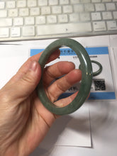 Load image into Gallery viewer, 61.2mm certified type A 100% Natural dark green gray Jadeite jade bangle PJ47-2858