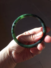 Load image into Gallery viewer, 62mm Certified 100% Natural Fresh Young Green/Dark Green/Black Green Ink Painting (绿水墨) Round Cut Nephrite (Wulanhai 乌兰海碧玉) Bangle HF133-7301