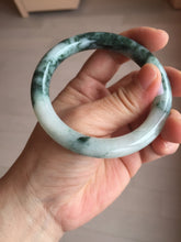 Load image into Gallery viewer, 55.5mm certified 100% natural Type A silent snow and green fire forest round cut jadeite jade bangle AA35-4285