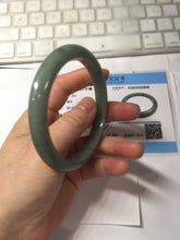 Load image into Gallery viewer, 61.2mm certified type A 100% Natural dark green gray Jadeite jade bangle PJ47-2858