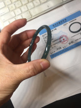 Load image into Gallery viewer, Sold please don't order. Thx. 60.6mm Certified Type A 100% Natural ice watery dark blue/green/purple/gray/black Guatemala slim round cut Jadeite bangle AZ150-2492