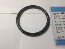 Load image into Gallery viewer, 60.6mm Certified Type A 100% Natura dark blue/green/gray/black Guatemala slim round cut Jadeite bangle AZ151-2054