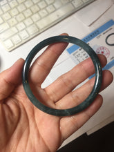 Load image into Gallery viewer, 60.6mm Certified Type A 100% Natura dark blue/green/gray/black Guatemala slim round cut Jadeite bangle AZ151-2054