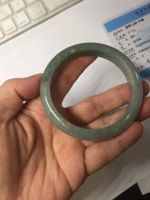 Load image into Gallery viewer, 57mm certified type A 100% Natural dark green gray Jadeite jade bangle PJ48-2857