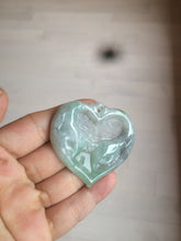 Load image into Gallery viewer, 100% Natural type A light green/white concentric hearts/pinky promise(执子之手,与子偕老) jadeite Jade pendant necklace AZ74