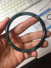 Load image into Gallery viewer, 60.6mm Certified Type A 100% Natura dark blue/green/gray/black Guatemala slim round cut Jadeite bangle AZ151-2054