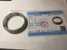 Load image into Gallery viewer, 54.5mm certified 100% natural icy watery light green with dark green flying flowers jadeite jade bangle S90-7079