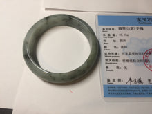 Load image into Gallery viewer, 54.5mm certified 100% natural icy watery light green with dark green flying flowers jadeite jade bangle S90-7079