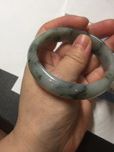 Load image into Gallery viewer, 54.5mm certified 100% natural icy watery light green with dark green flying flowers jadeite jade bangle S90-7079