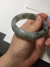 Load image into Gallery viewer, 54.5mm certified 100% natural icy watery light green with dark green flying flowers jadeite jade bangle S90-7079