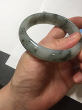 Load image into Gallery viewer, 54.5mm certified 100% natural icy watery light green with dark green flying flowers jadeite jade bangle S90-7079