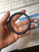 Load image into Gallery viewer, 61.5mm Certified Type A 100% Natura dark blue/green/gray/black Guatemala slim round cut Jadeite bangle AZ152-2047