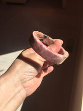 Load image into Gallery viewer, 50.5mm 100% natural pink/black/brown/black chubby round cut rose stone (Rhodonite) bangle SY135