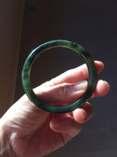 Load image into Gallery viewer, 55.7mm Certified 100% Natural Fresh Young Green/Dark Green/Black Green Ink Painting (绿水墨) Round Cut Nephrite (Wulanhai 乌兰海碧玉) Bangle HF135-7330