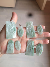 Load image into Gallery viewer, 100% Natural type A light green safe and sound pendant with the carved hieroglyph of "Buddha" jadeite Jade pendant group B99
