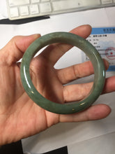 Load image into Gallery viewer, 60.9mm certified type A 100% Natural dark green gray Jadeite jade bangle PJ49-2865