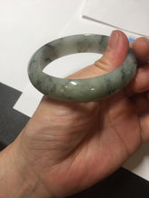 Load image into Gallery viewer, 54.5mm certified 100% natural icy watery light green with dark green flying flowers jadeite jade bangle S90-7079
