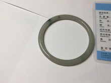 Load image into Gallery viewer, 56mm Certified Type A 100% Natural sunny green/black/gray with dark green floating flowers slim round cut Jadeite bangle PD78-5771