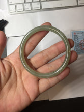 Load image into Gallery viewer, 57.6mm Certified 100% Natural light green gray Nephrite Bangle HN141-3359