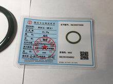 Load image into Gallery viewer, 53.6mm certified 100% Natural dark green/black round cut nephrite (碧玉) bangle HN148-0508