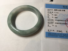 Load image into Gallery viewer, 56.3mm certified 100% natural type A light green white chubby jadeite jade bangle BQ62-6872